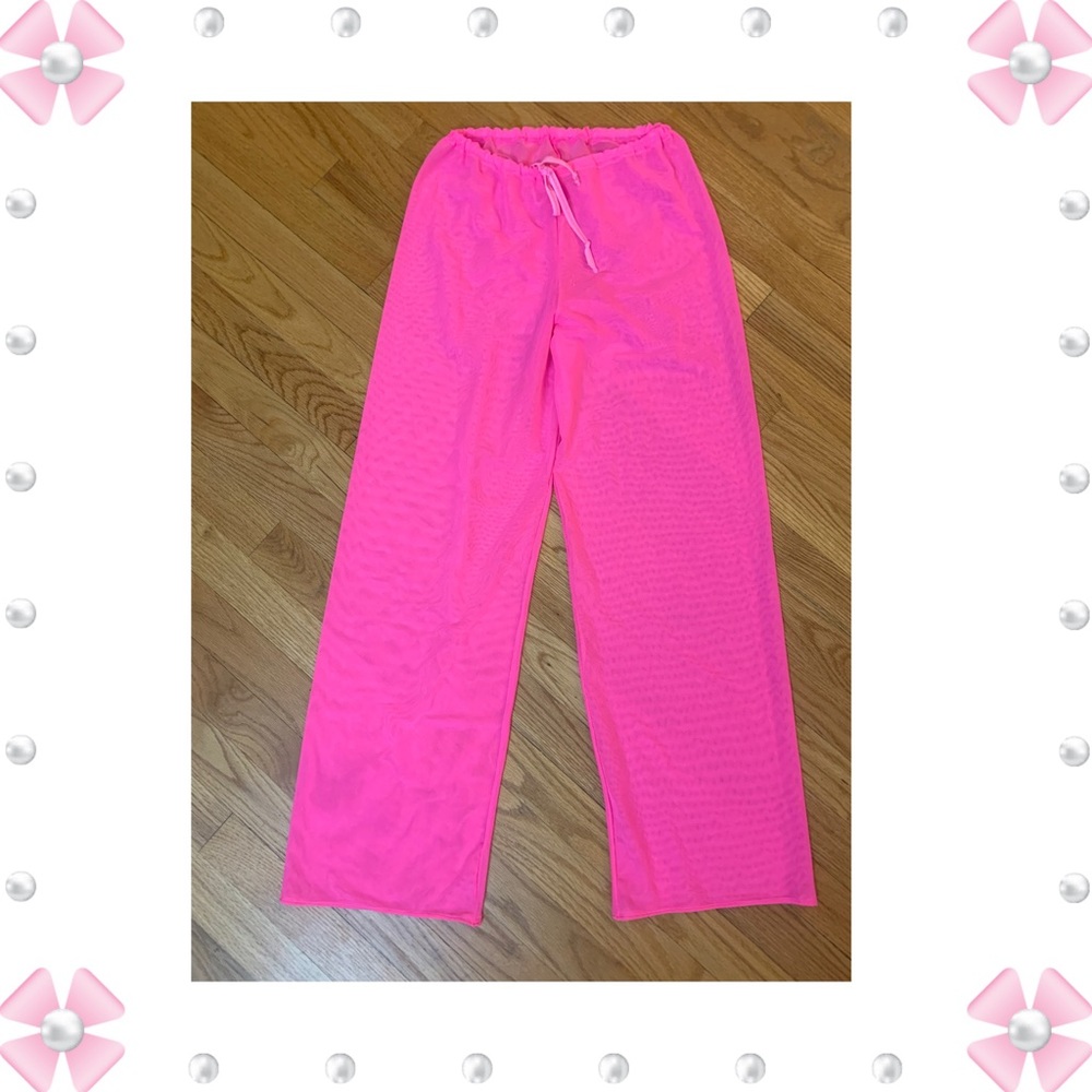 Pink Swim Coverup Sheer Pants